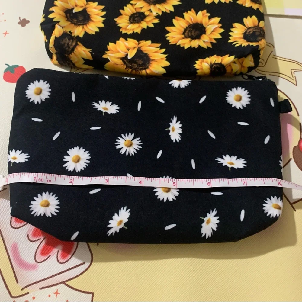 2 Floral Print Zip Cosmetic Pouches